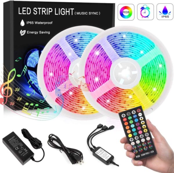 12. Led Strip Lights, 32.8ft IP65 Waterproof LED Light Strip with Music Sync