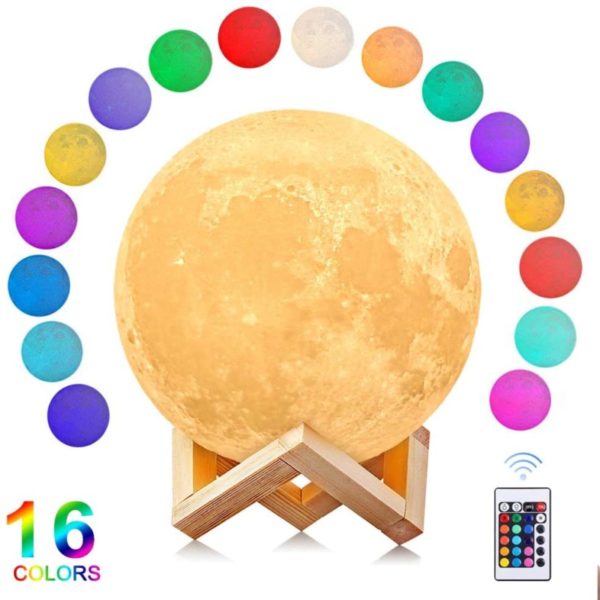 13. AGM Moon Lamp 3D Printing 16 Colors 5.9 Inch Hanging Moon Night Light with Stand