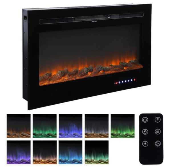 3. Recessed Mounted Electric Fireplace Insert with Touch Screen Control Panel