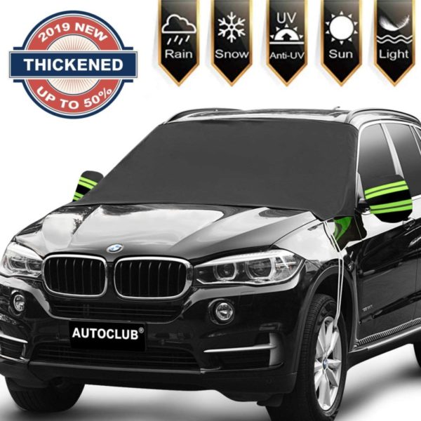 4. AUTOCLUB Car Windshield Snow Cover,3-Layer Protection&Double Side Design
