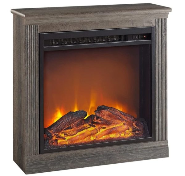 6. Ameriwood Home Bruxton Electric Fireplace, Medium Brown