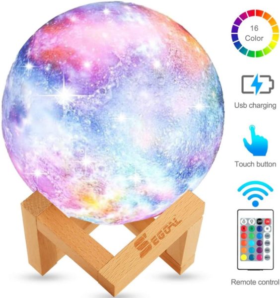 6. Moon Lamp Moon Light Kids Night Light Galaxy Lamp 16 Colors LED 5.9 Inch 3D Star Lamp