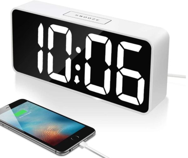 7. Large LED Digital Alarm Clock with USB Port for Phone Charger