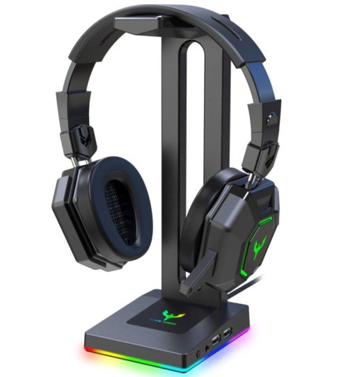 9. Blade Hawks RGB Gaming Headphone Stand with 3.5mm AUX and 2 USB Ports