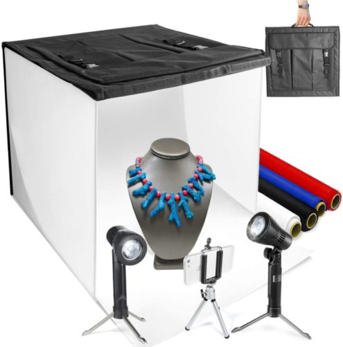 LimoStudio 16" x 16" Table Top Photo Photography Studio LED Lighting, Light Tent Kit in a Box, Photo Background Shooting Tents, AGG349