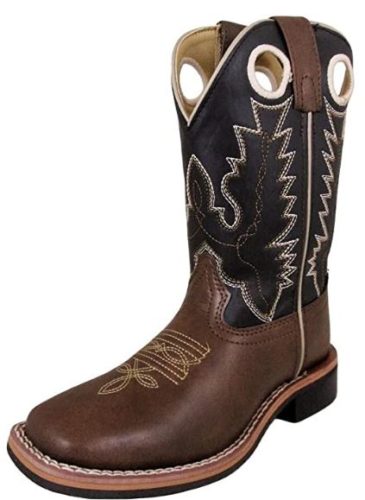 Smoky Mountain Childrens Blaze Stitched Design Rubber Sole Square Toe Brown/Black Western Cowboy Boot,2 M US