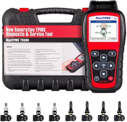 Autel MaxiTPMS TS508 Relearn Tool for TPMS Programming, TPMS Reset, Sensor Activation, Key Fob Testing, Relearn by OBD, Tire Type/Pressure Selection, with 8pcs MX-Sensors, Update Version of TS408