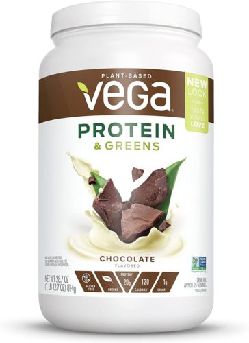 Vega Protein & Greens Chocolate (25 Servings, 28.7 Ounce) - Plant Based Protein Powder, Keto-Friendly, Gluten Free, Non Dairy, Vegan, Non Soy, Non GMO, Lactose Free - (Packaging May Vary), Large Tub