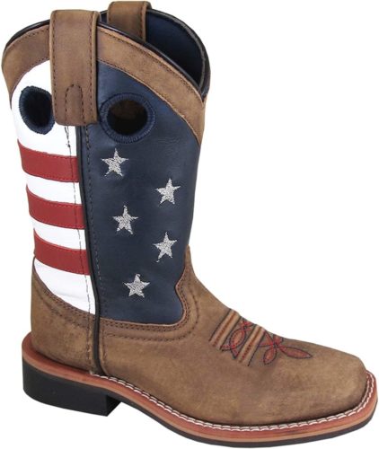 Smoky Mountain Boys' Stars and Stripes Western Boot Square Toe