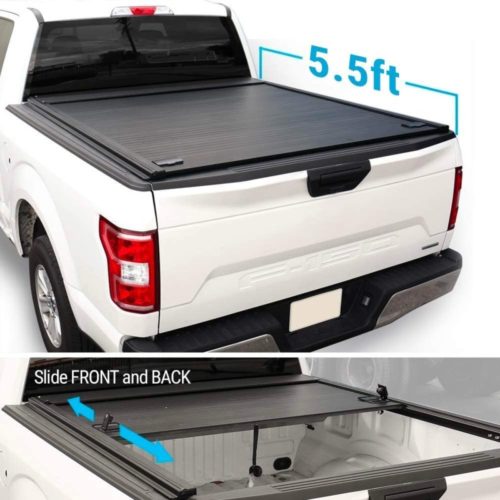 Syneticusa Aluminum Retractable Low Profile Waterproof Tonneau Cover for 2004-2021 F-150 F150 5.5ft Short Truck Bed