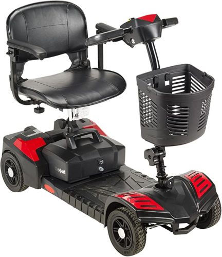 Drive Medical Spitfire Scout 4 Compact Travel Scooter, 4-wheel, Red/Blue
