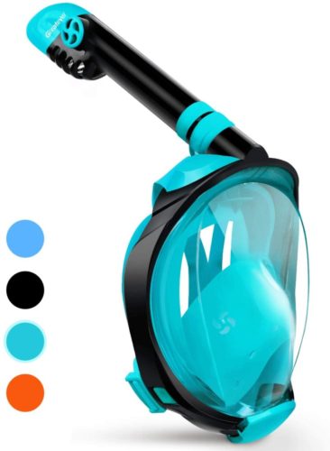 Greatever G2 Full Face Snorkel Mask with Latest Dry Top System,Foldable 180 Degree Panoramic View Snorkeling Mask with Camera Mount,Safe Breathing,Anti-Leak&Anti-Fog,for Kids&Adult