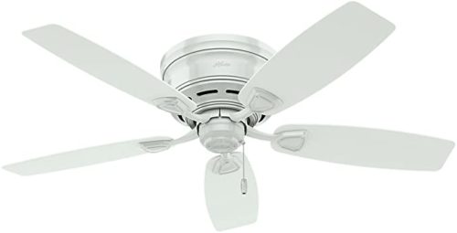 Hunter Fan Company 53119 Etl Damp Listed, White Ceiling Fan With Five Plastic Blades, 48"