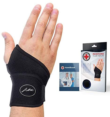 Doctor Developed Premium Copper Lined Wrist Support/Wrist Strap/Wrist Brace/Hand Support [Single]& Doctor Written Handbook— Suitable for Both Right and Left Hands
