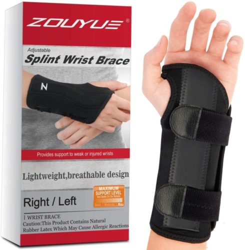 Carpal Tunnel Wrist Brace, Night Sleep Wrist Support, Removable Metal Wrist Splint for Men, Women, Tendinitis, Bowling, Sports Injuries Pain Relief - Right