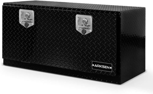 ARKSEN 36" Durable Aluminum Diamond Plate Tool Box With T-Handle Latch Pickup Truck Underbody Trailer Storage, Black