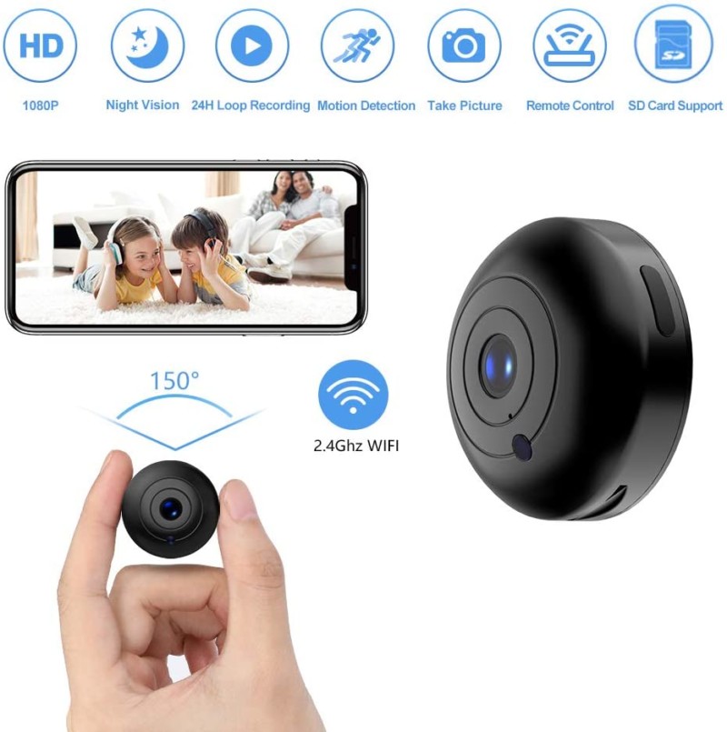Mini Hidden-Camera WiFi-Spy Camera Wireless 1080P, Oucam Small Spy Cam Nanny Cam with Audio and Video Recording Micro Surveillance Camera for Live Stream/Night Vision/Motion Activated with Phone APP