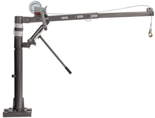 9TRADING 1/2Ton Hydraulic Mounted Crane with Cable Winch Pickup Truck Lift Push 1100 Lb.