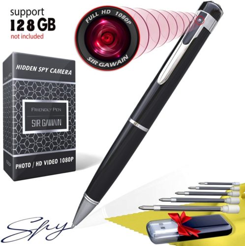 Hidden Spy Camera Pen 1080p | Nanny Camera Spy Pen Full HD Loop Recording or Picture Taking | Wireless Hidden Security Cam with Wide Angle Lens, Discrete Rechargeable