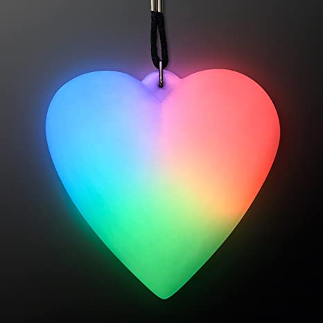 Color Change LED Heart Light Up Necklace (Set of 12)