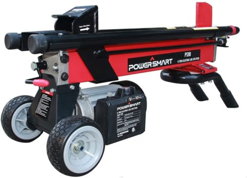 PowerSmart Log Splitter, PS90 6-Ton 15 Amp Electric Log Splitter, Standard Size power log splitter, Color Red and Black, PS90