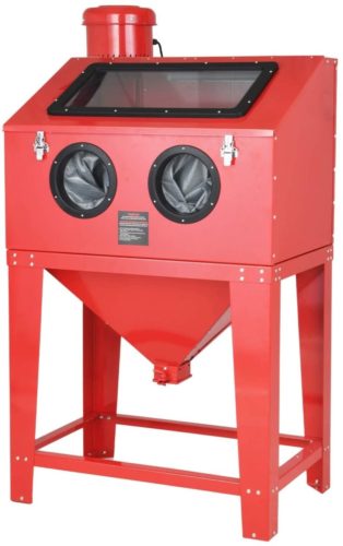 SUNCOO Bench Top Abrasive Blast Cabinet with Dust Collection Reclaimer System for Rust Grime Paint Removing/Various Media Compatible Pressure Benchtop Sandblaster Cabinet