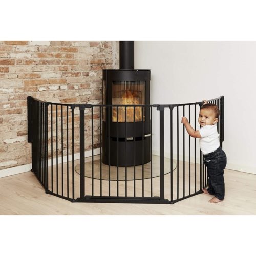 BabyDan Flex Hearth 35.4-109.5 Inch Wide Extra Large Size Safety Baby Gate for Fireplace, Hearths, and Doorways, Black