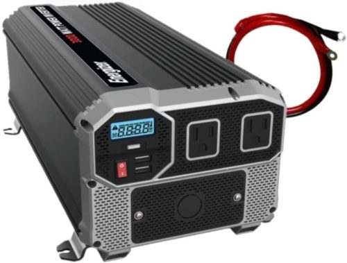Energizer 3000 Watts Power Inverter, 12V to 110 Volts Modified Sine Wave Car Inverter, Dual AC Outlets, 2 USB Ports 2.4A ea and Hardwire Kit, Battery Cables Included - METLab Approved Under UL STD 458
