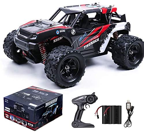 MaxTronic Remote Control Car, 36KM/H High Speed RC Truck, 1/18 Scale 4X4 Remote Control Truck Off Road-All Terrain, 2.4Ghz Racing RC car Two Rechargeable Batteries Included for All Adults & Kids