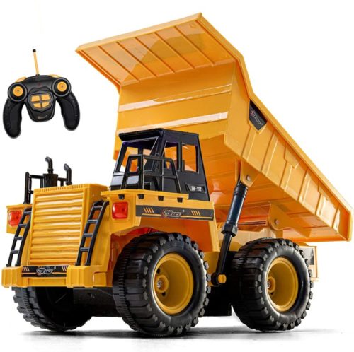 Top Race Remote Control Construction Dump Truck Toy, RC Dump Truck Toys, Construction Toys Vehicle, RC Truck Toys for 2,3,4,5,6,7,8,9 Year Old Boys and up, Toddler Toy Trucks 1:18 Scale, TR-112