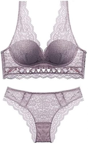 TWDYC Sexy Bandage Underwear Set Push Up Bra Set Embroidery Women Lingerie Set 3/4 Cup Lace Brassiere